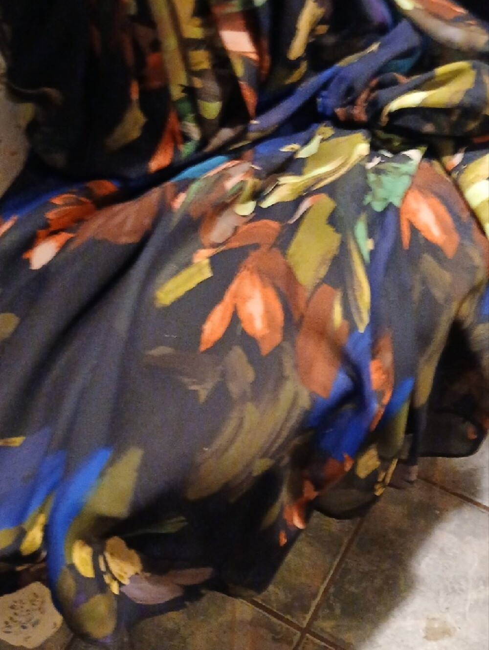 Alex Marie Navy Maxi Dress with Green, Brown & Blue Floral Print - Picture 15 of 16
